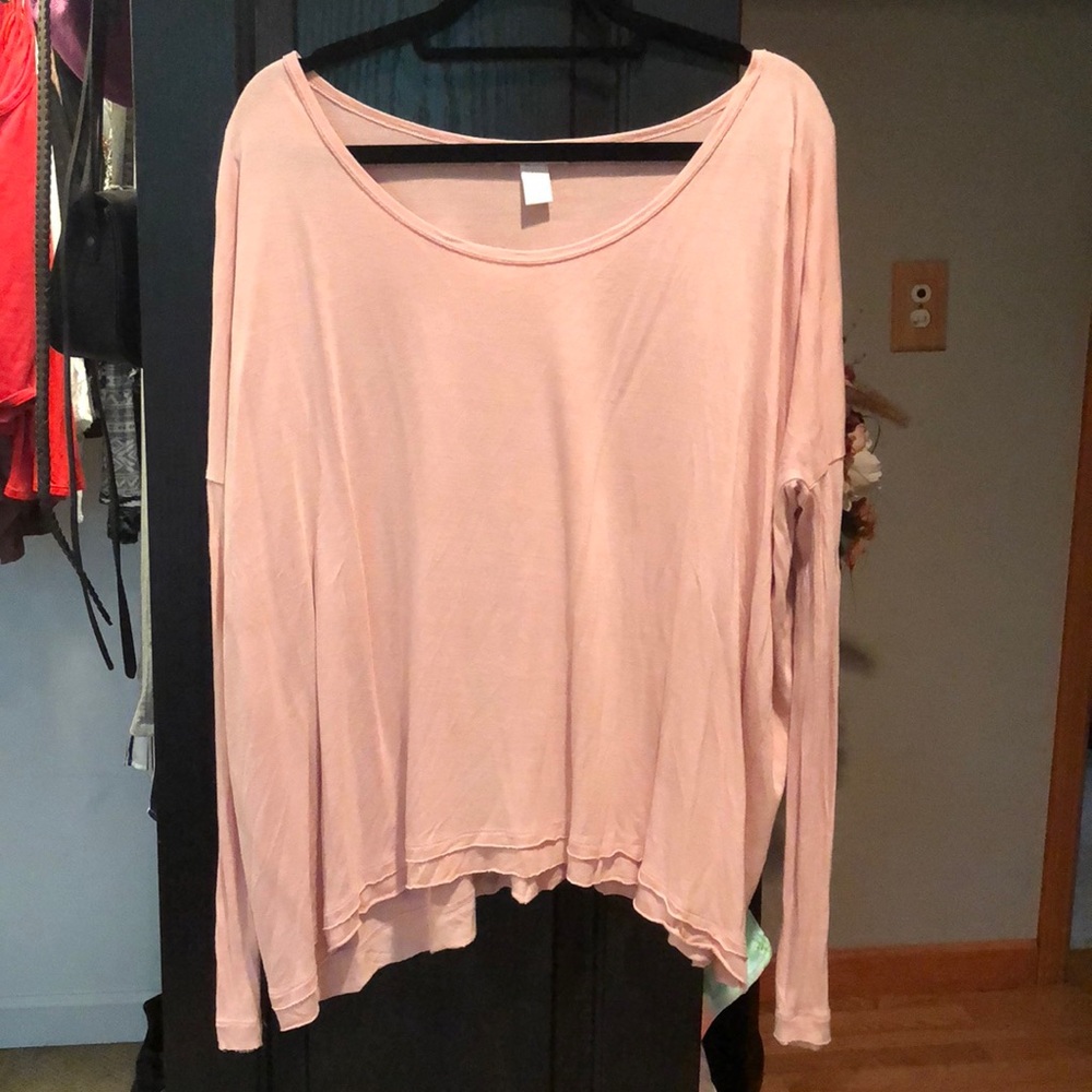 Forever 21 Blush Pink L/S Wide Neck T-Shirt